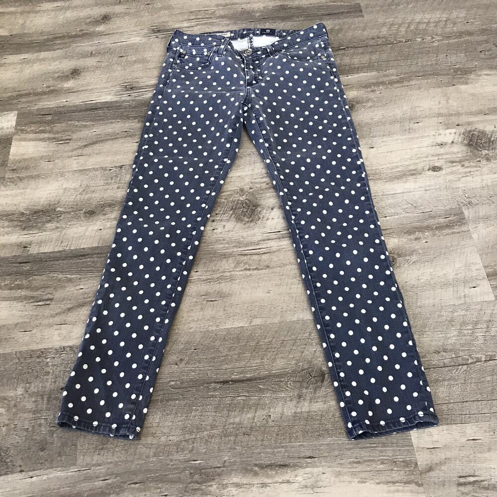 AG Adriano Goldschmied Jeans Stevie Ankle Slim Straight Women 26 R Polka Dot USA